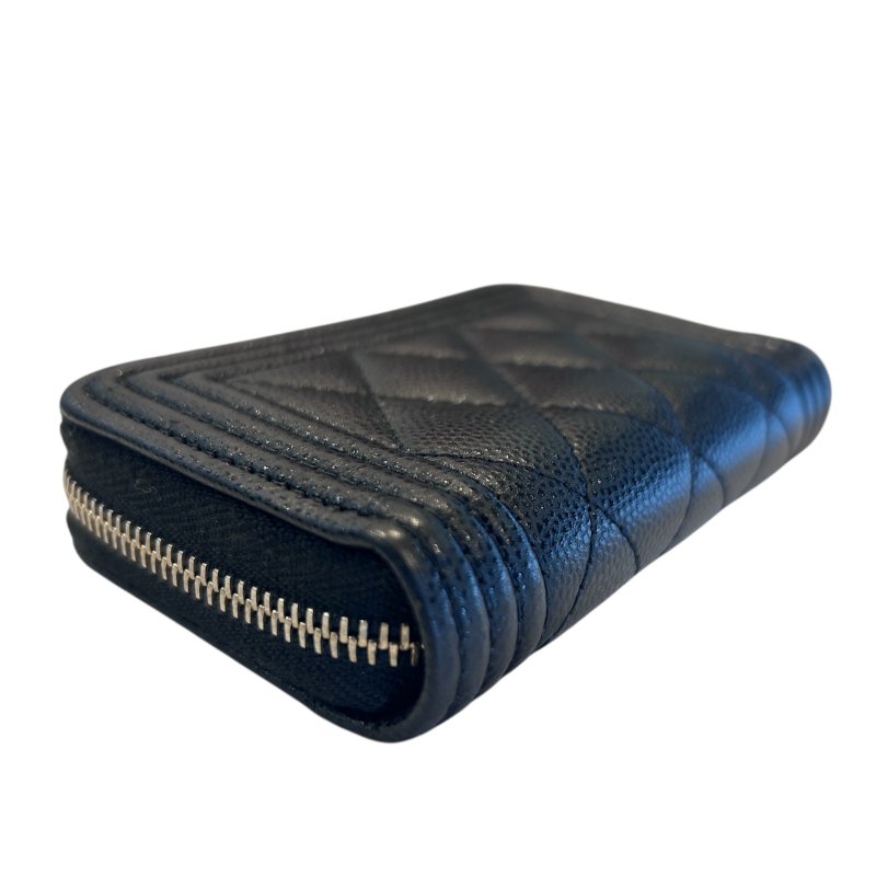 CHANEL黑金荔枝皮ㄇ型拉鍊卡包-3