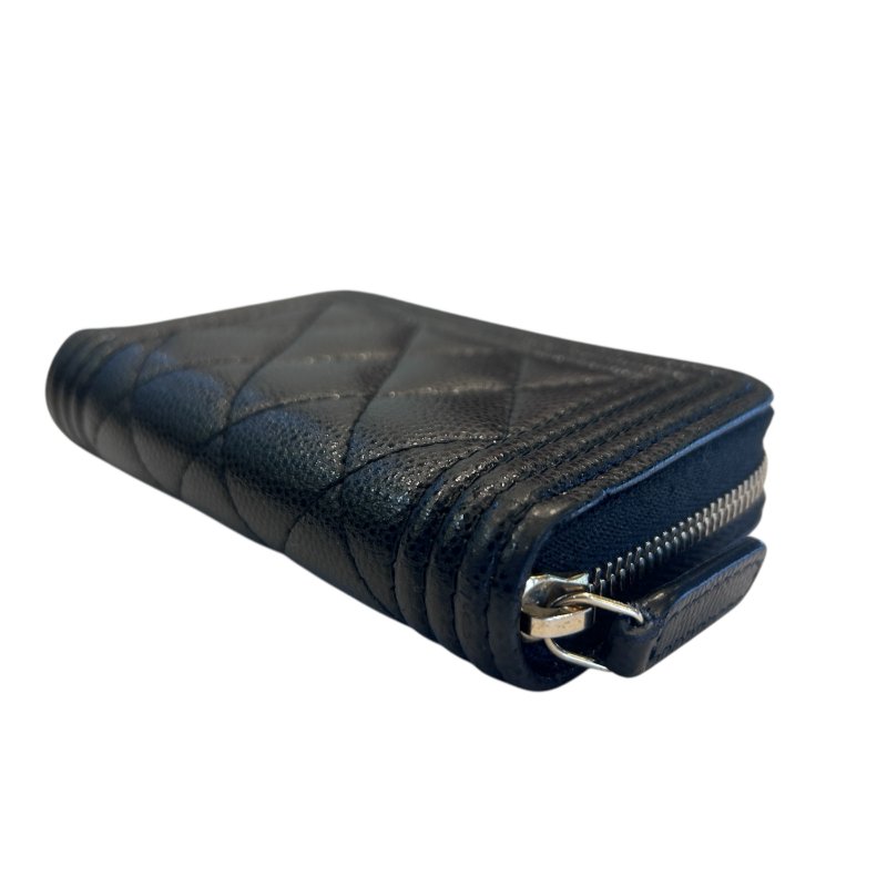 CHANEL黑金荔枝皮ㄇ型拉鍊卡包-4