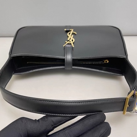 YSL聖羅蘭LE 5 À 7中號黑金全皮hobo