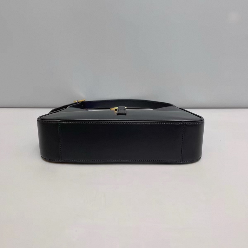 YSL聖羅蘭LE 5 À 7中號黑金全皮hobo-3