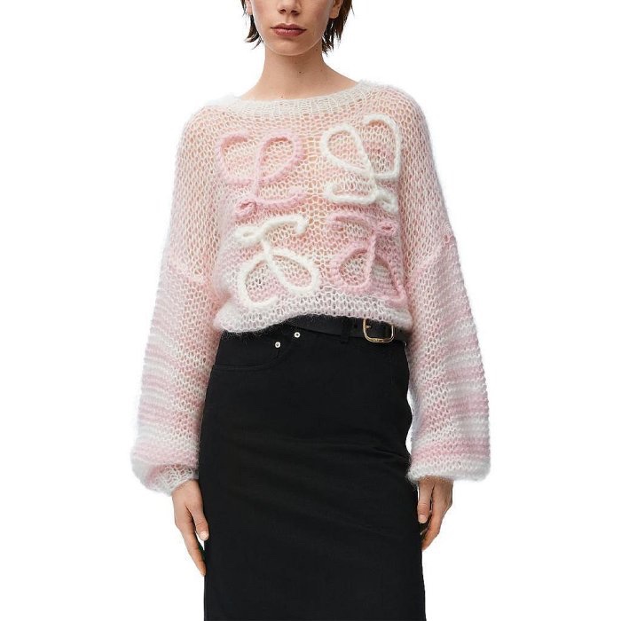 Loewe柔美的LOGO粉色毛衣-10