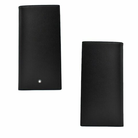 【門市全新現貨】MONT BLANC 萬寶龍素面牛皮對開長夾(附原廠防塵袋)