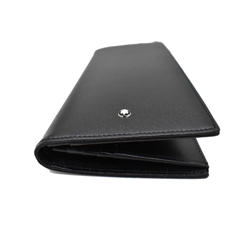 【門市全新現貨】MONT BLANC 萬寶龍素面牛皮對開長夾(附原廠防塵袋)-1