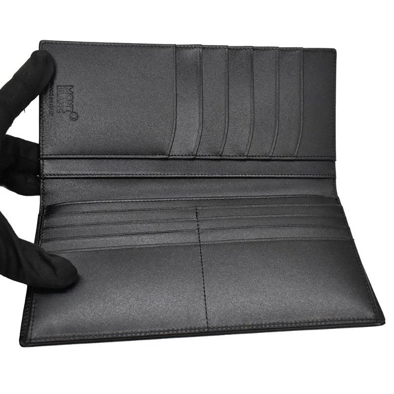 【門市全新現貨】MONT BLANC 萬寶龍素面牛皮對開長夾(附原廠防塵袋)-3