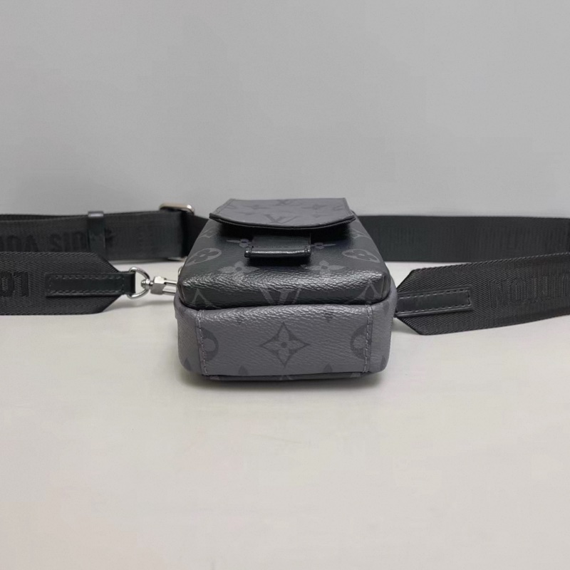 LV路易威登 黑老花手機包單肩斜挎包 芯片-3