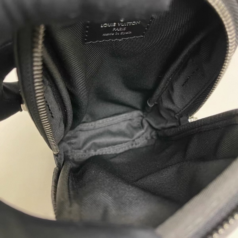 LV路易威登 黑老花手機包單肩斜挎包 芯片-7