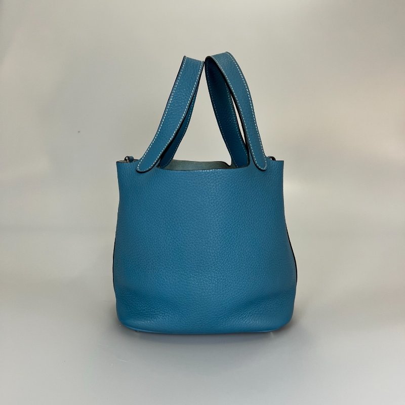 HERMES □N刻 牛仔藍PICOTIN 18 菜籃子包-2