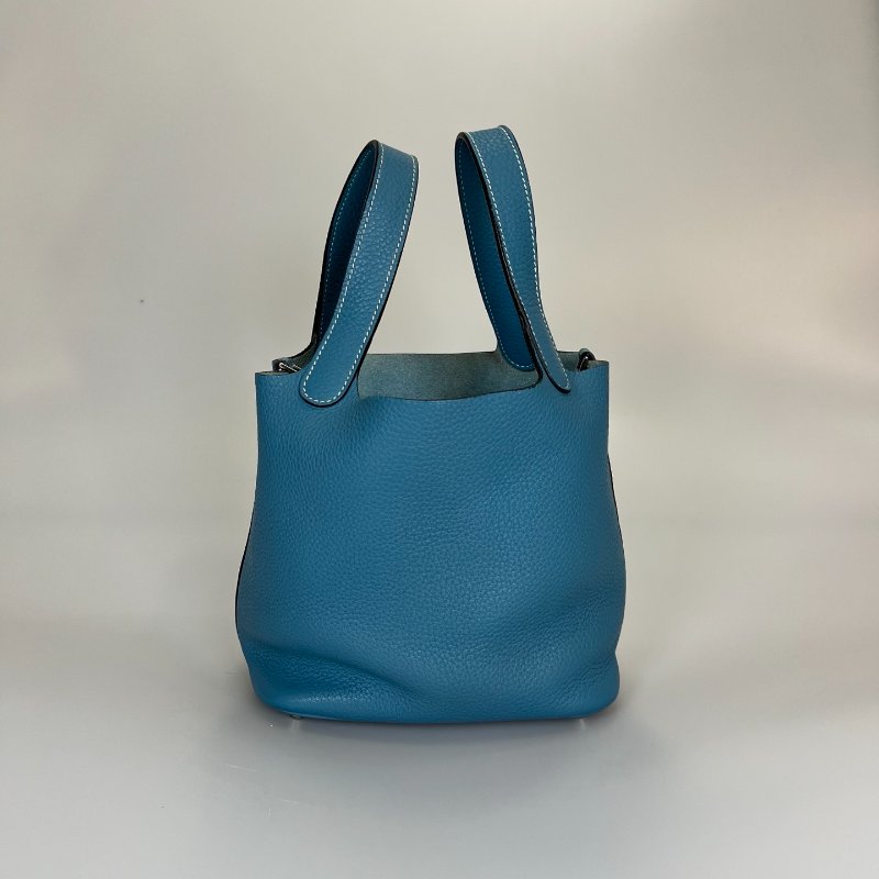 HERMES □N刻 牛仔藍PICOTIN 18 菜籃子包-3