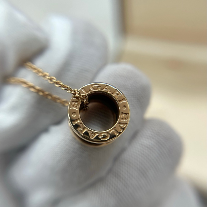 【閒置保存品】 Bvlgari 18K玫瑰金Zero.1黑陶瓷彈簧項鍊-4