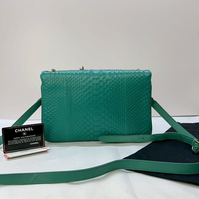 CHANEL 珍稀蟒蛇皮口蓋斜背包-1