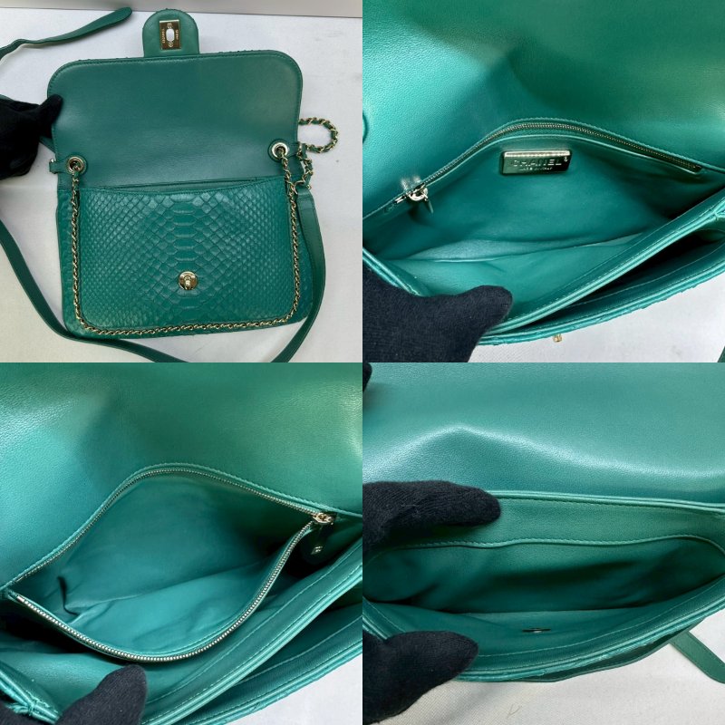 CHANEL 珍稀蟒蛇皮口蓋斜背包-3