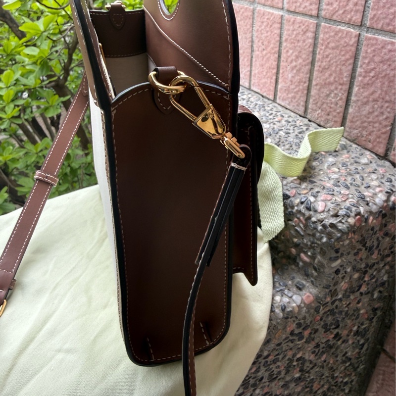 二手BURBERRY咖啡色帆布Mini Pocket迷你口袋手提肩背包-5