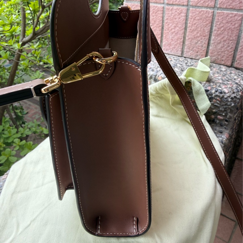 二手BURBERRY咖啡色帆布Mini Pocket迷你口袋手提肩背包-6