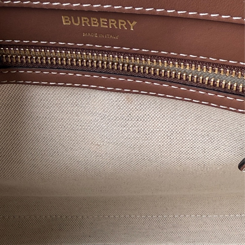 二手BURBERRY咖啡色帆布Mini Pocket迷你口袋手提肩背包-8