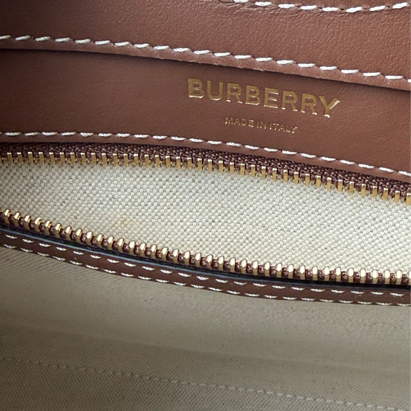 二手BURBERRY咖啡色帆布Mini Pocket迷你口袋手提肩背包-11