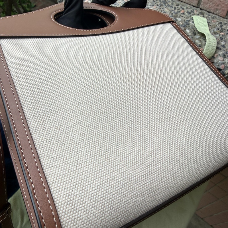 二手BURBERRY咖啡色帆布Mini Pocket迷你口袋手提肩背包-22