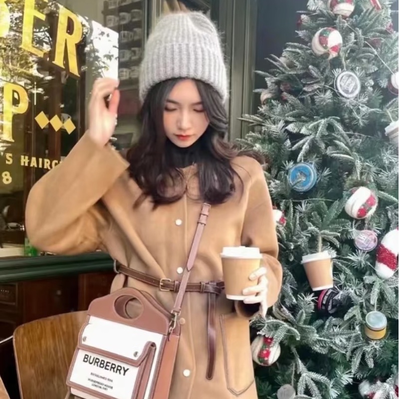 二手BURBERRY咖啡色帆布Mini Pocket迷你口袋手提肩背包-25