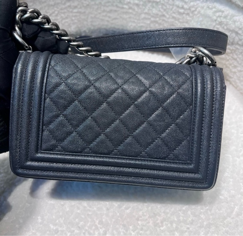 Chanel boy20小號 深藍灰荔枝牛皮-3