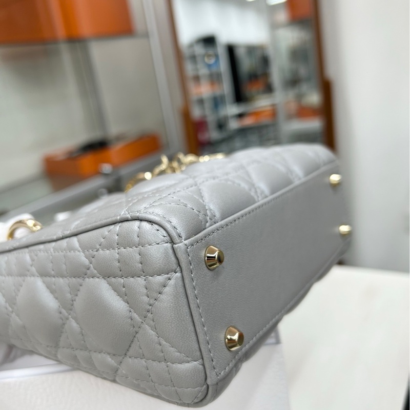 【 99新】 Dior 灰金三格戴妃 手提包斜挎包-5