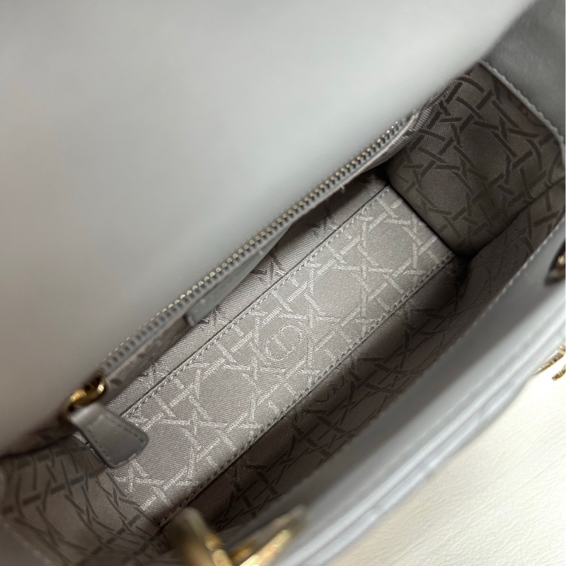 【 99新】 Dior 灰金三格戴妃 手提包斜挎包-6