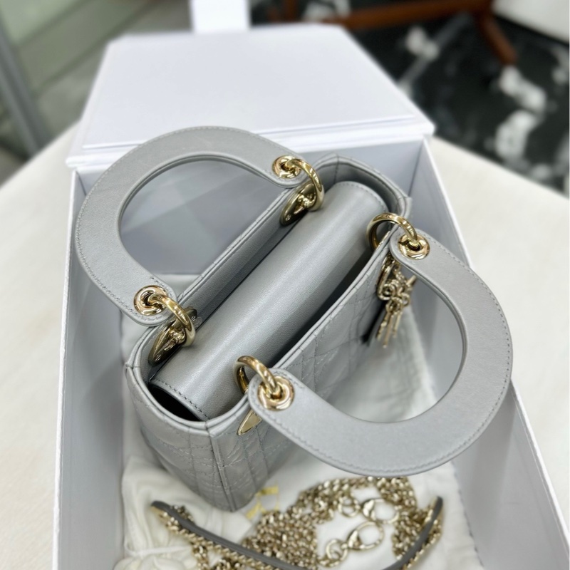 【 99新】 Dior 灰金三格戴妃 手提包斜挎包-8