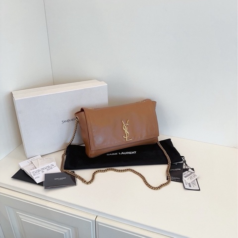 【99閒置大全套🆕 】YSL 焦糖色雙面Kate 鏈條包 24年 雙面泰迪🐻金鍊條  斜挎包