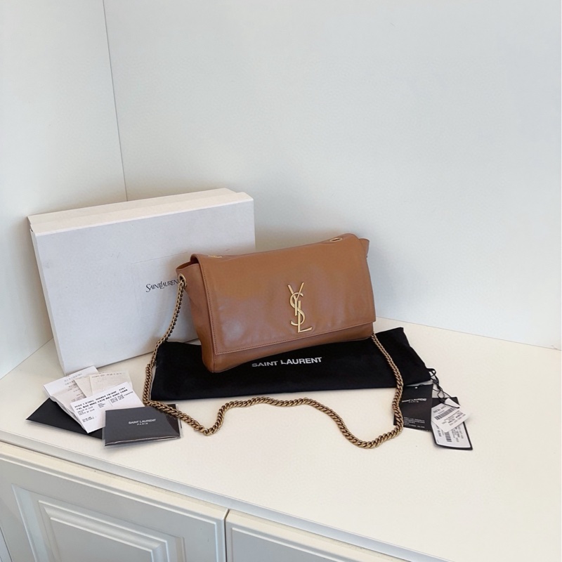 【99閒置大全套🆕 】YSL 焦糖色雙面Kate 鏈條包 24年 雙面泰迪🐻金鍊條  斜挎包-0