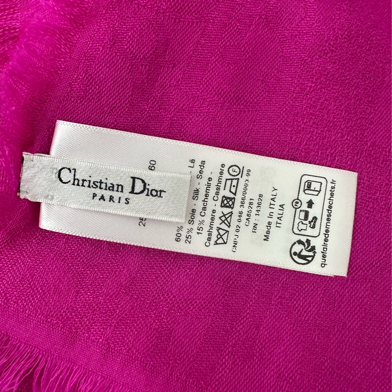 Dior 迪奧 真絲羊絨大圍巾 披肩 玫紅色-4