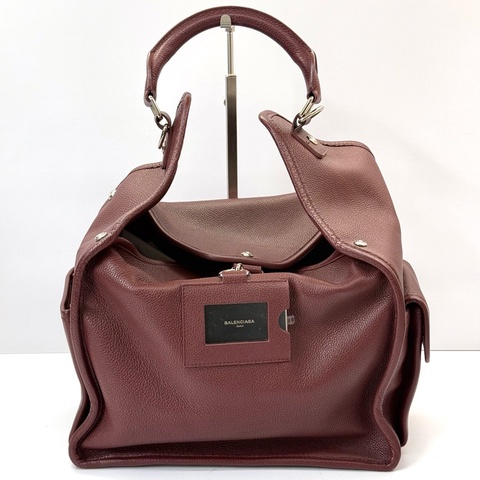 BALENCIAGA 巴黎世家 暗紅色皮革手提肩背包 2WAY 443600