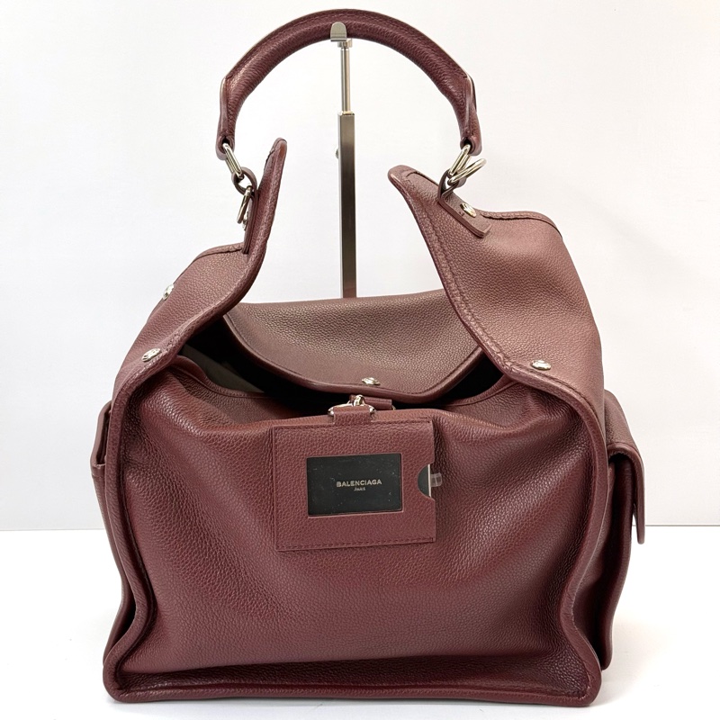 BALENCIAGA 巴黎世家 暗紅色皮革手提肩背包 2WAY 443600-0