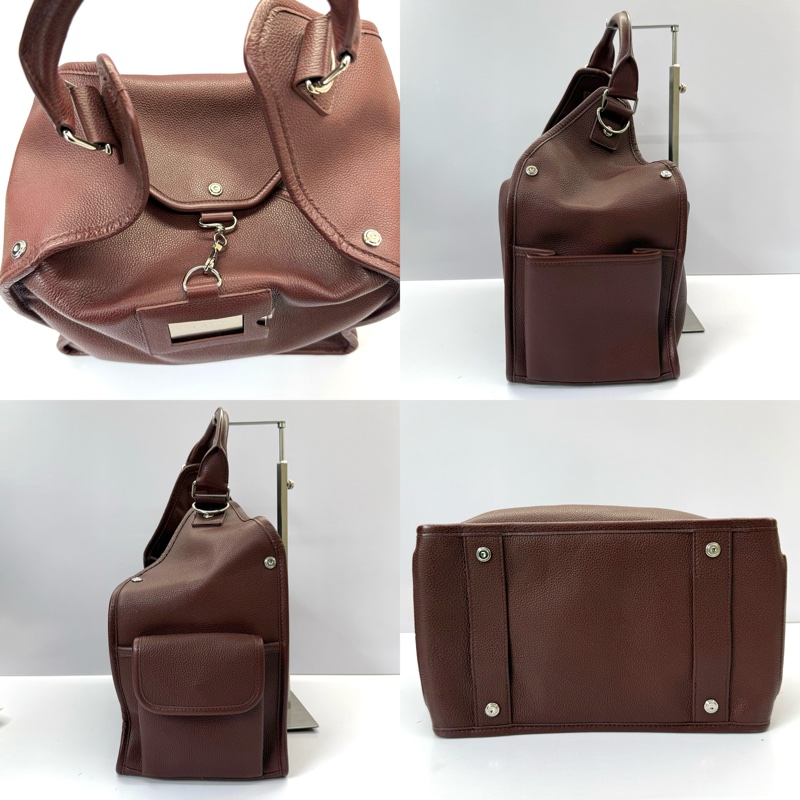 BALENCIAGA 巴黎世家 暗紅色皮革手提肩背包 2WAY 443600-3