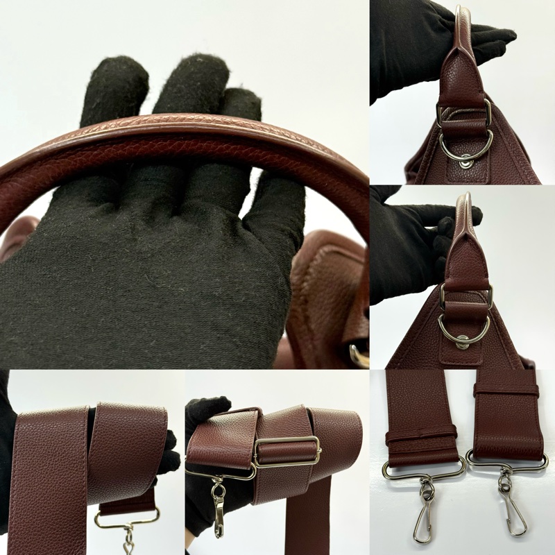 BALENCIAGA 巴黎世家 暗紅色皮革手提肩背包 2WAY 443600-5