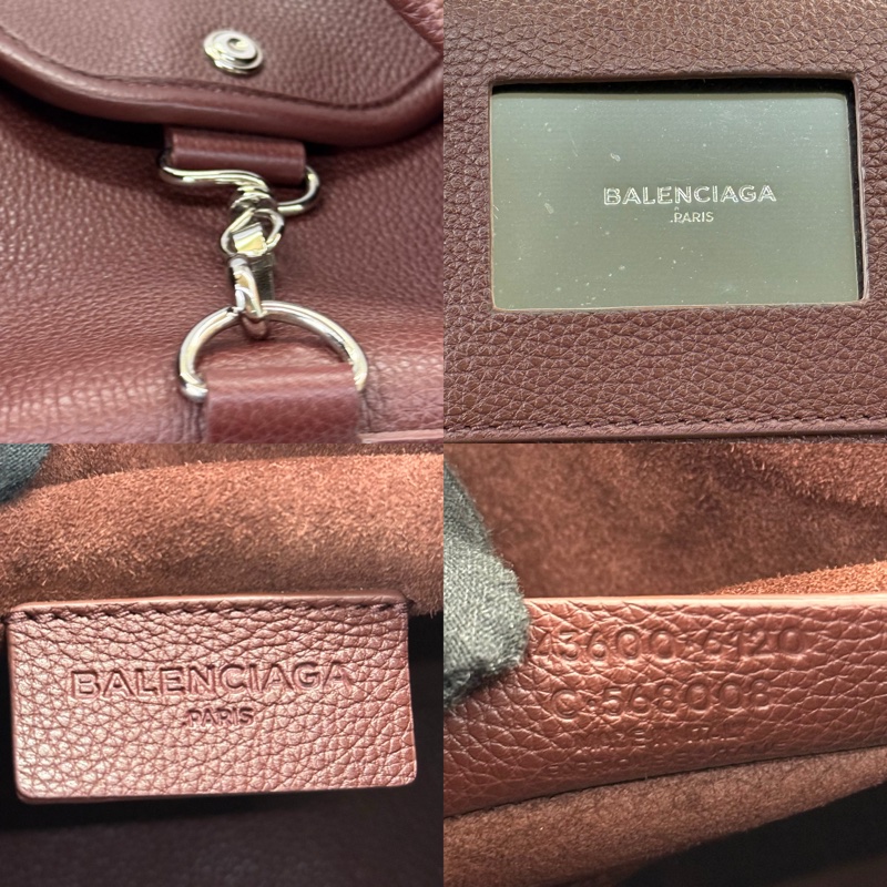 BALENCIAGA 巴黎世家 暗紅色皮革手提肩背包 2WAY 443600-6