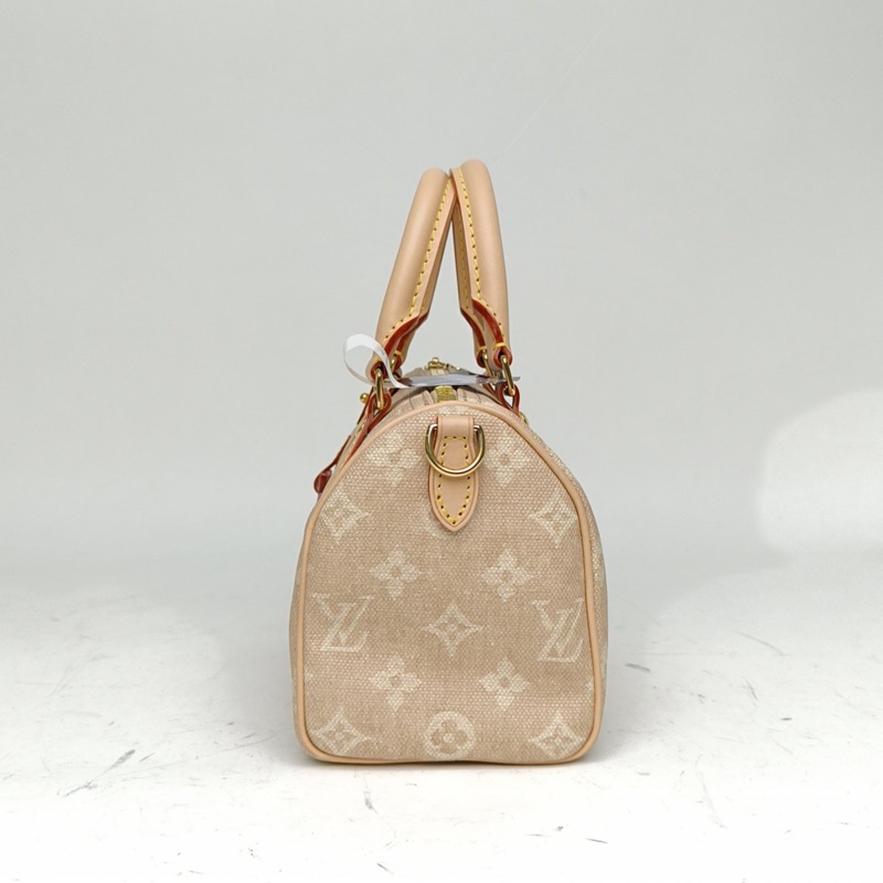 LOUIS VUITTON Speedy20聯名款貓咪掛飾米色帆布晶片肩背包-1