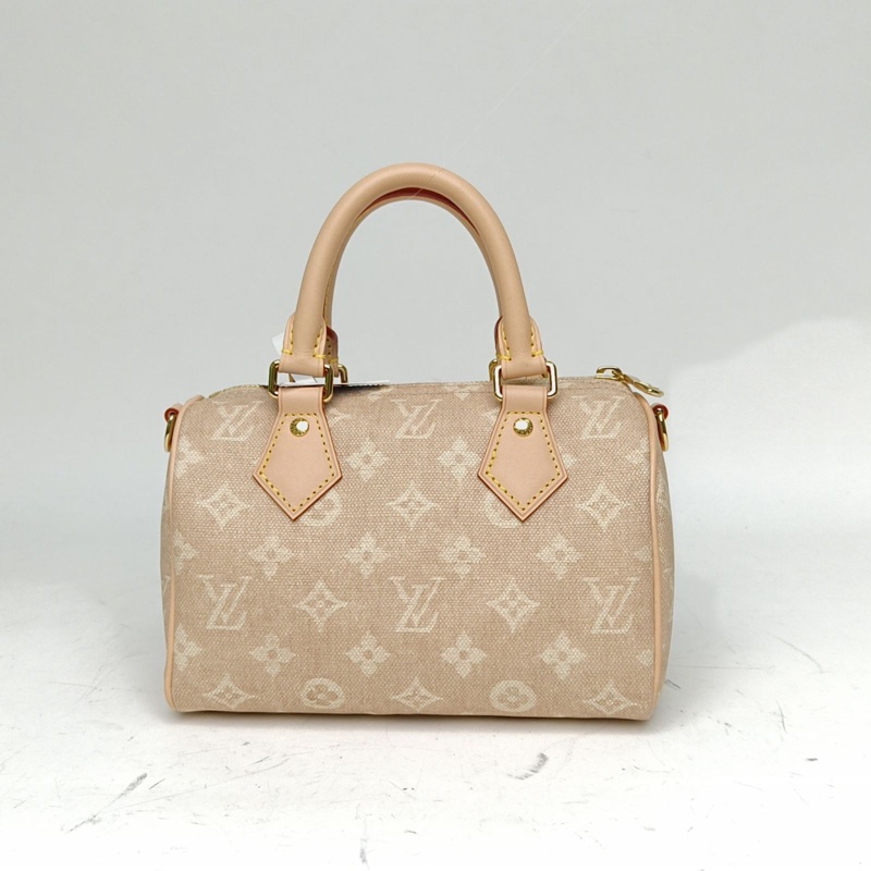 LOUIS VUITTON Speedy20聯名款貓咪掛飾米色帆布晶片肩背包-2