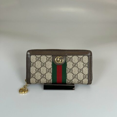 GUCCI 523154  滿版綠紅綠ㄇ字拉長夾