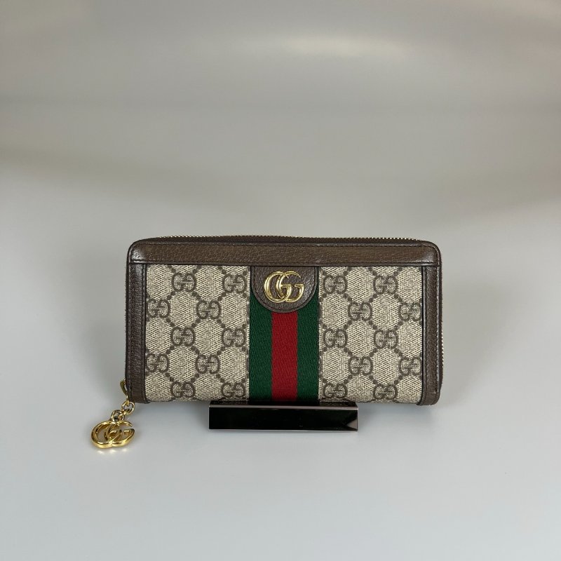 GUCCI 523154  滿版綠紅綠ㄇ字拉長夾-0