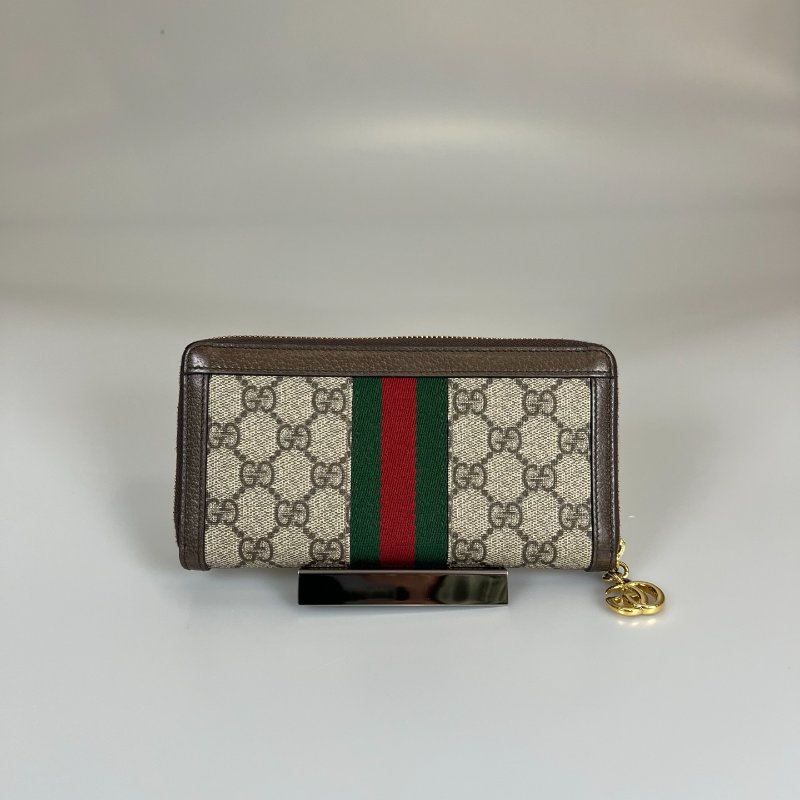 GUCCI 523154  滿版綠紅綠ㄇ字拉長夾-1