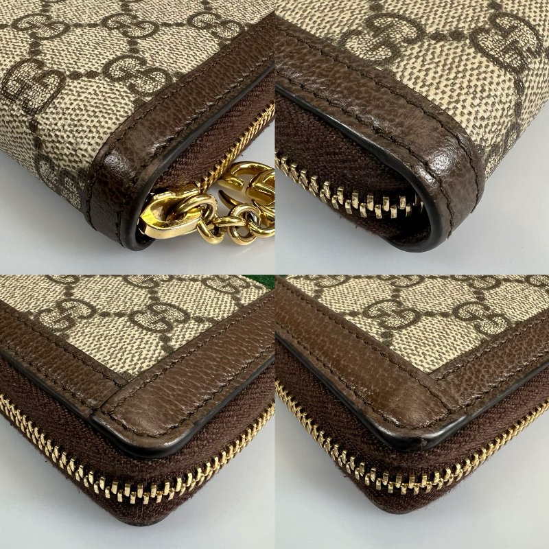 GUCCI 523154  滿版綠紅綠ㄇ字拉長夾-9