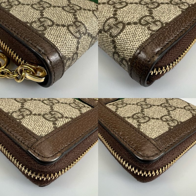 GUCCI 523154  滿版綠紅綠ㄇ字拉長夾-10