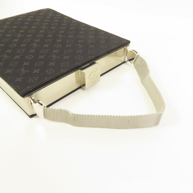 LOUIS VUITTON Monogram Satin Ange GM銀扣手挽袋-4