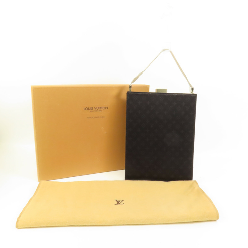 LOUIS VUITTON Monogram Satin Ange GM銀扣手挽袋-9