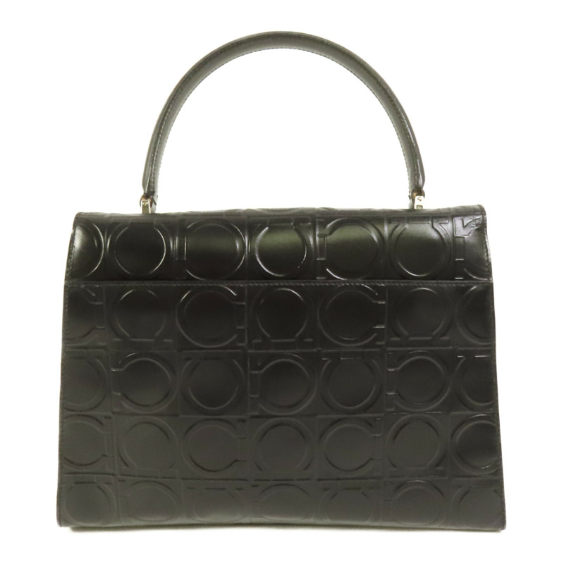 Salvatore Ferragamo 牛皮皮革Gancini Hand Bag銀扣手挽袋-1