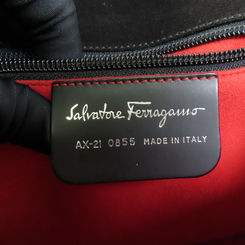 Salvatore Ferragamo 牛皮皮革Gancini Hand Bag銀扣手挽袋-7