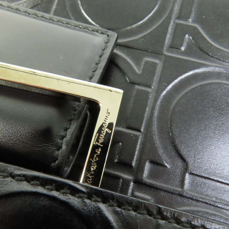 Salvatore Ferragamo 牛皮皮革Gancini Hand Bag銀扣手挽袋-8