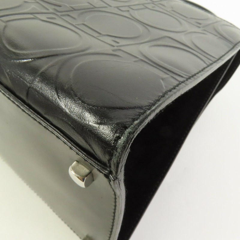 Salvatore Ferragamo 牛皮皮革Gancini Hand Bag銀扣手挽袋-10