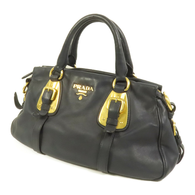 PRADA 牛皮皮革Shoulder Bag金扣手挽肩背兩用袋-2