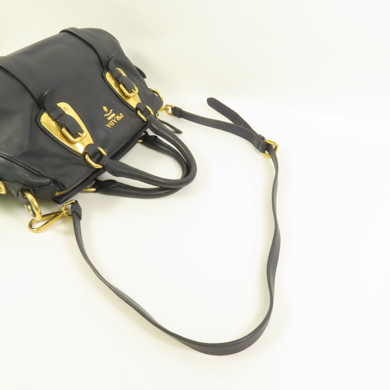 PRADA 牛皮皮革Shoulder Bag金扣手挽肩背兩用袋-4