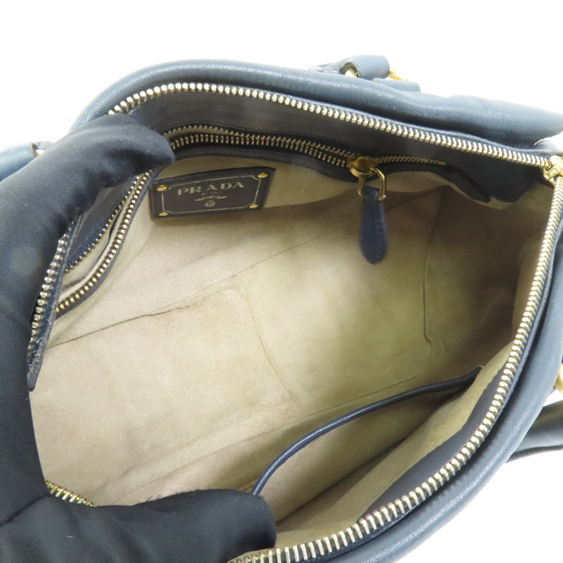 PRADA 牛皮皮革Shoulder Bag金扣手挽肩背兩用袋-6