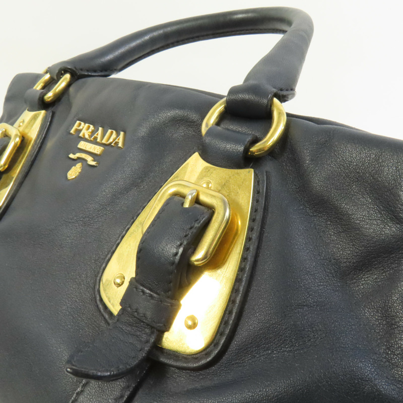 PRADA 牛皮皮革Shoulder Bag金扣手挽肩背兩用袋-8
